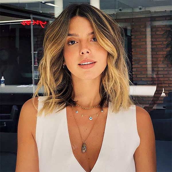 Wavy Shoulder Length Hair With Face Framing Layers