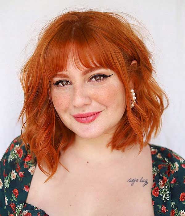 Short Curly Red Hair With Bangs