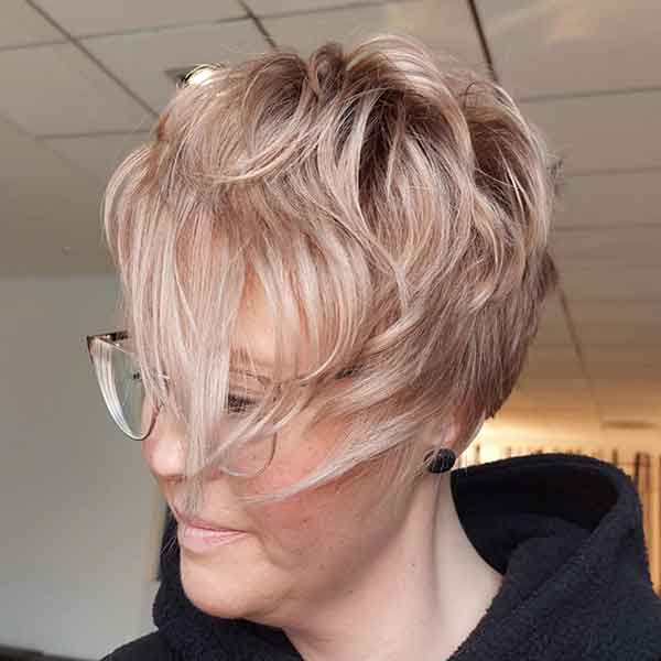 Blonde Pixie Cut With Long Bangs