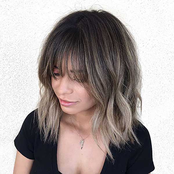 Textured Lob With Bangs