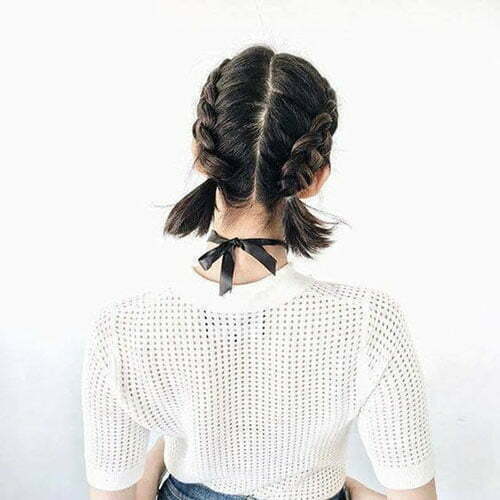 Two French Braids Short Hair