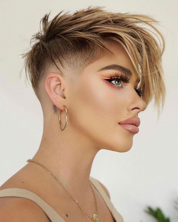 Pixie Cut With Long Bangs And Shaved Sides
