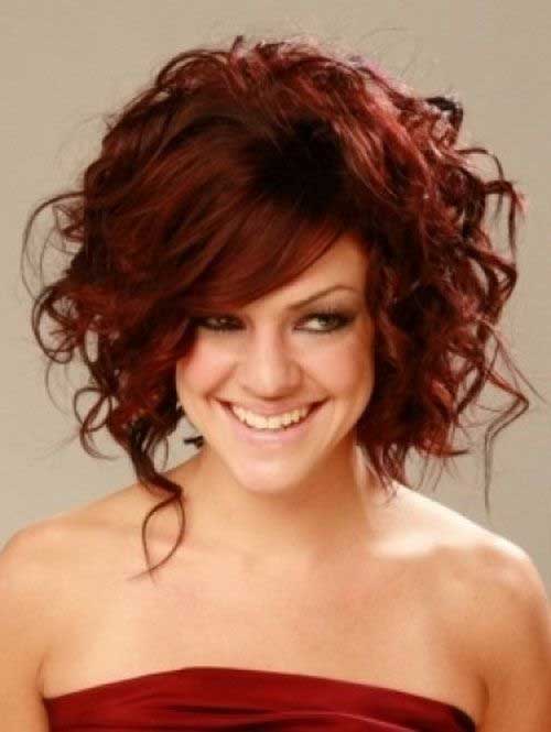 Cute Dark Red Curly Layered Hairstyles