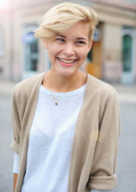 Lovely Pixie Cut with Wind-swept Bangs
